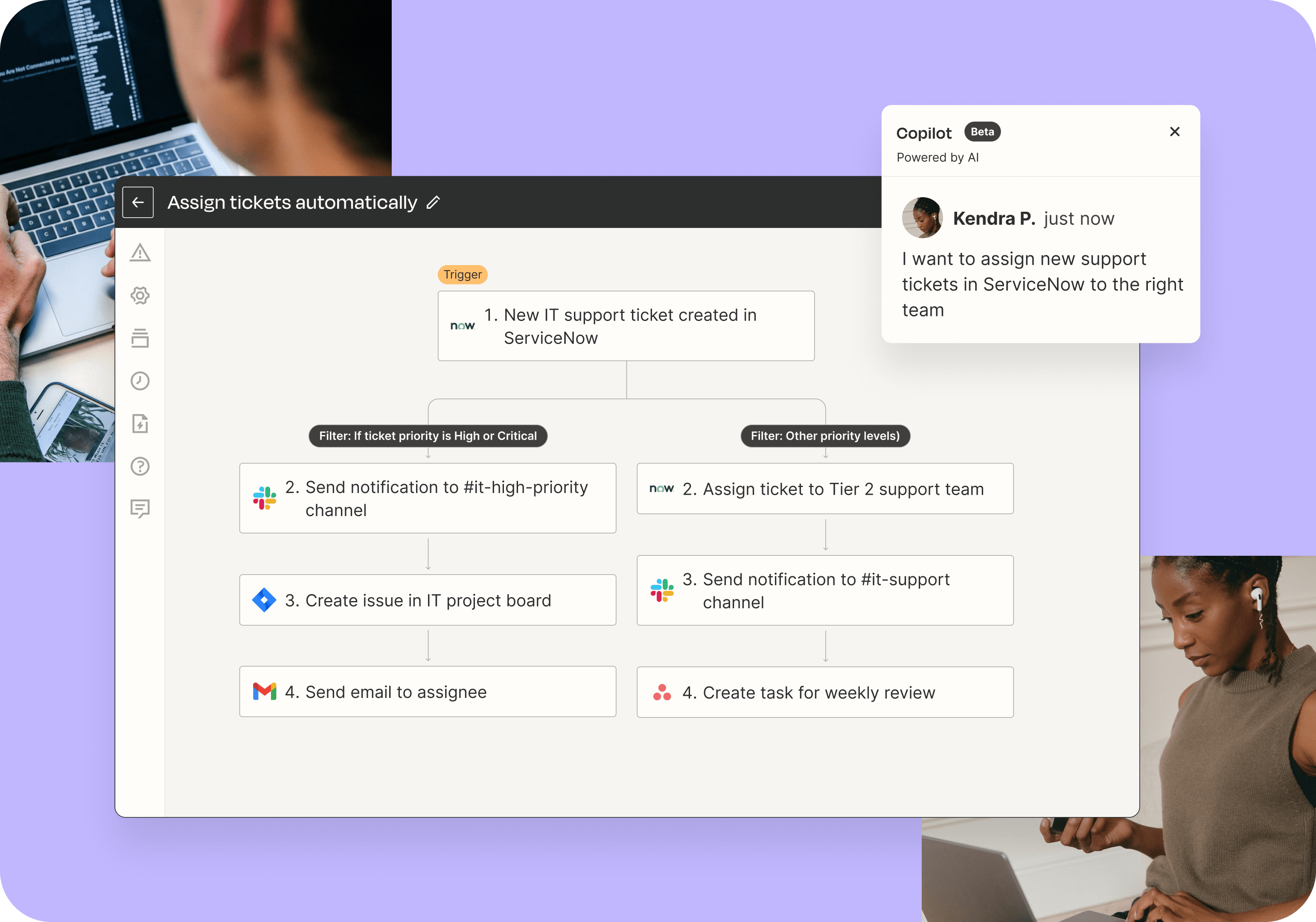 An interface depicting a multi-step workflow