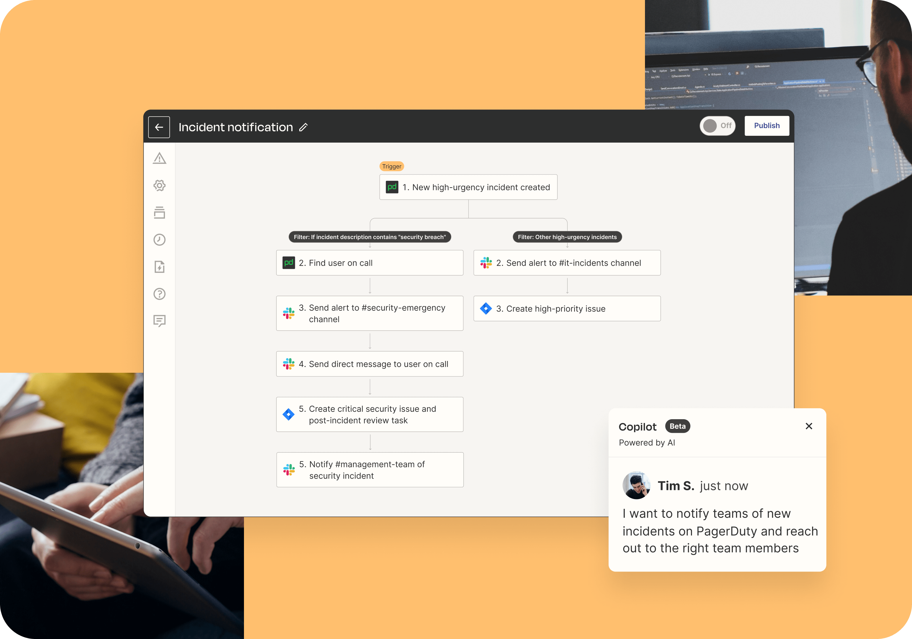 An interface depicting a multi-step workflow